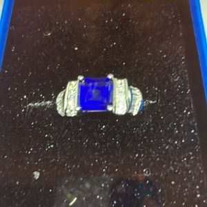 Ring sterling silver 925 Ross Simons created blue sapphire cz ring, sz 5, NWOT